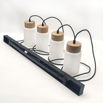 Suspension sur câble MARKUS 4xE27/15W/230V noire/chêne