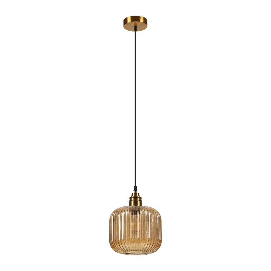 Suspension sur câble MILOU 1xE27/15W/230V dorée/beige fumé