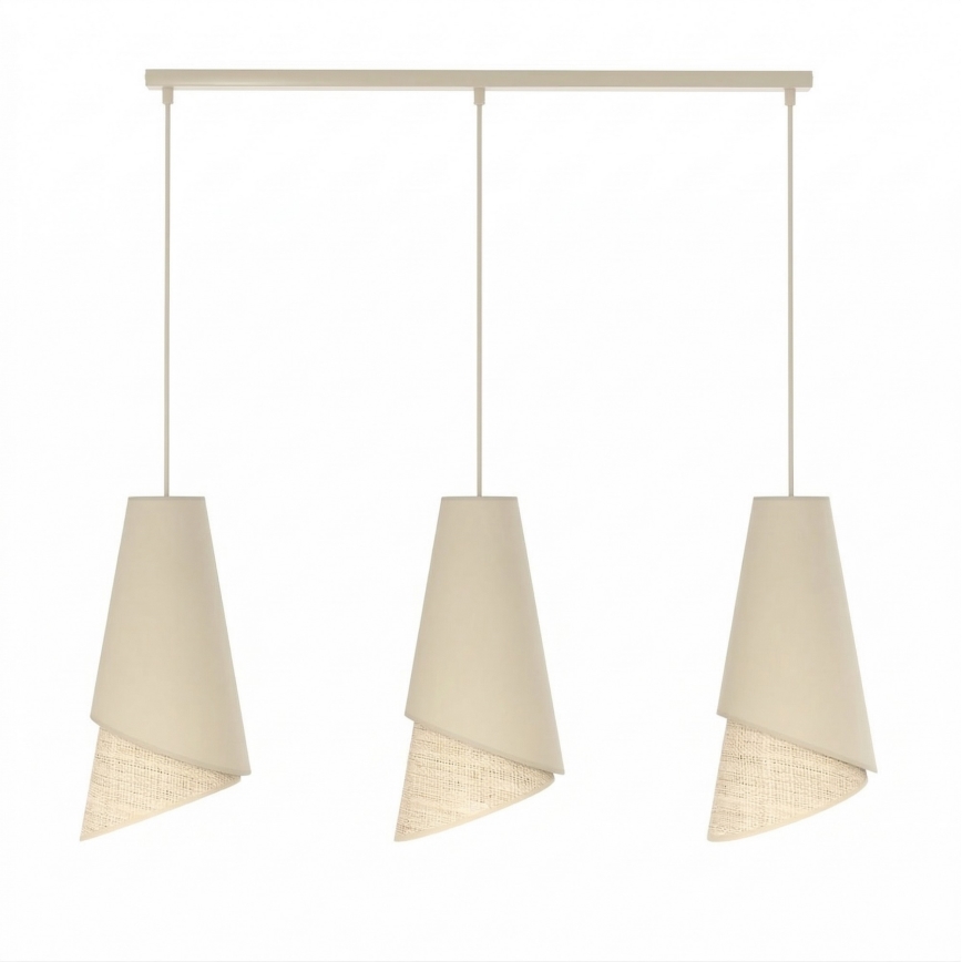 Suspension sur câble MODA 3xE27/15W/230V beige/rotin