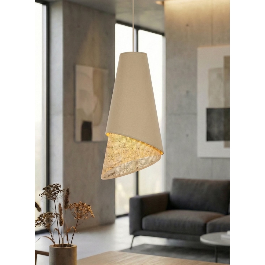 Suspension sur câble MODA 3xE27/15W/230V beige/rotin