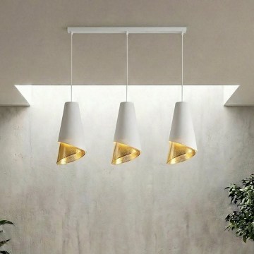 Suspension sur câble MODA 3xE27/15W/230V blanche/dorée