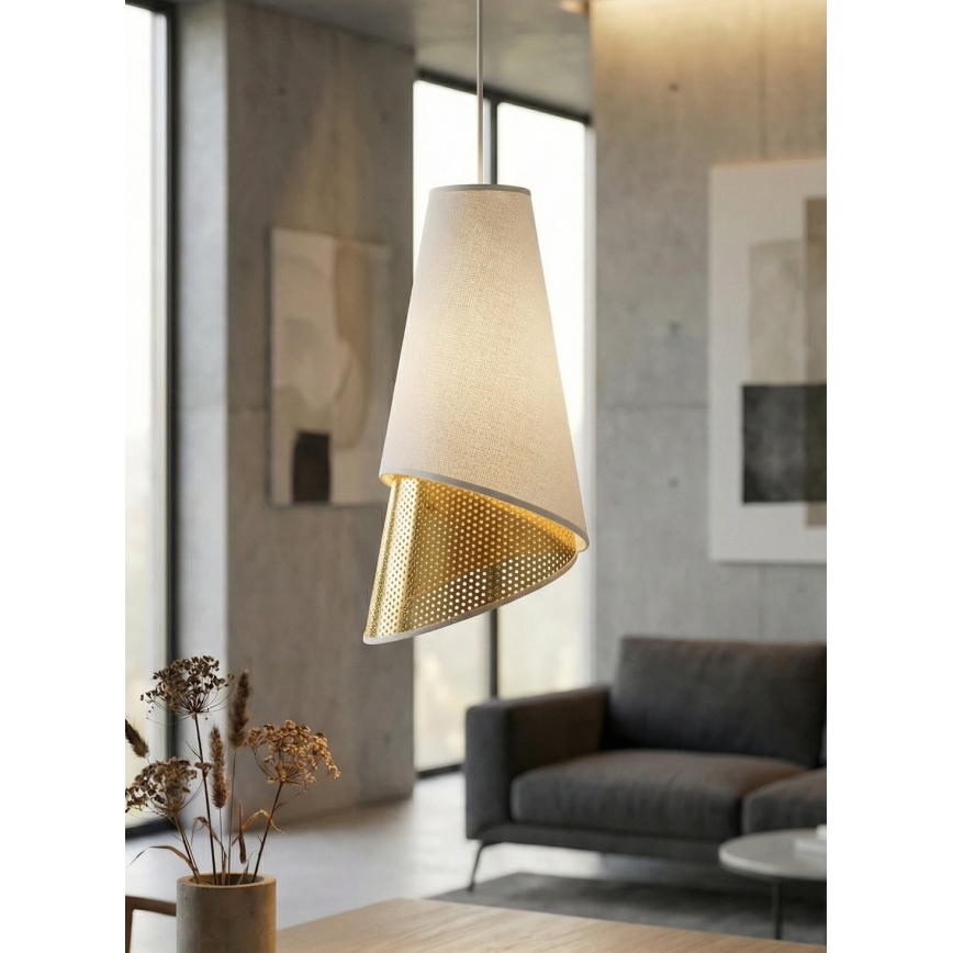 Suspension sur câble MODA 3xE27/15W/230V blanche/dorée