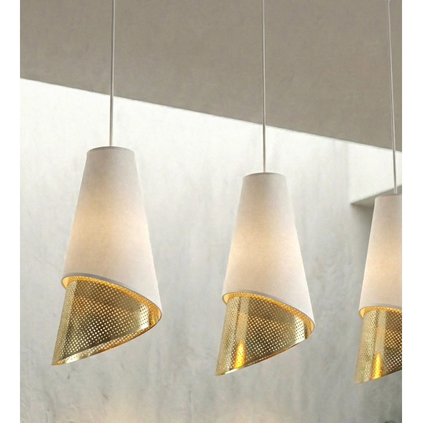Suspension sur câble MODA 3xE27/15W/230V blanche/dorée