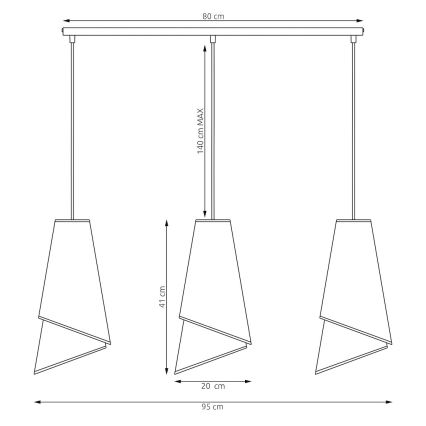 Suspension sur câble MODA 3xE27/15W/230V blanche/dorée