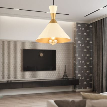 Suspension sur câble MONZA 1xE27/40W/230V Ø 25 cm crème/doré