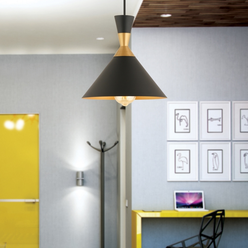 Suspension sur câble MONZA 1xE27/40W/230V Ø 25 cm noir/doré