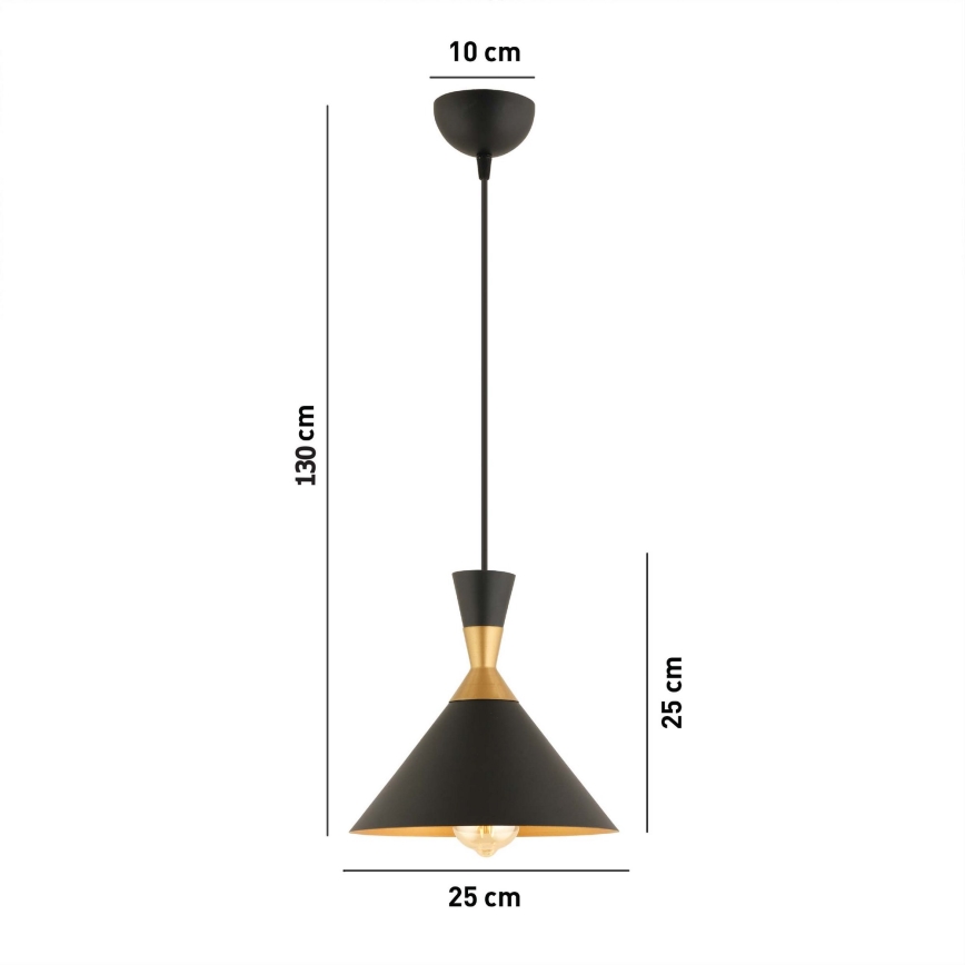 Suspension sur câble MONZA 1xE27/40W/230V Ø 25 cm noir/doré