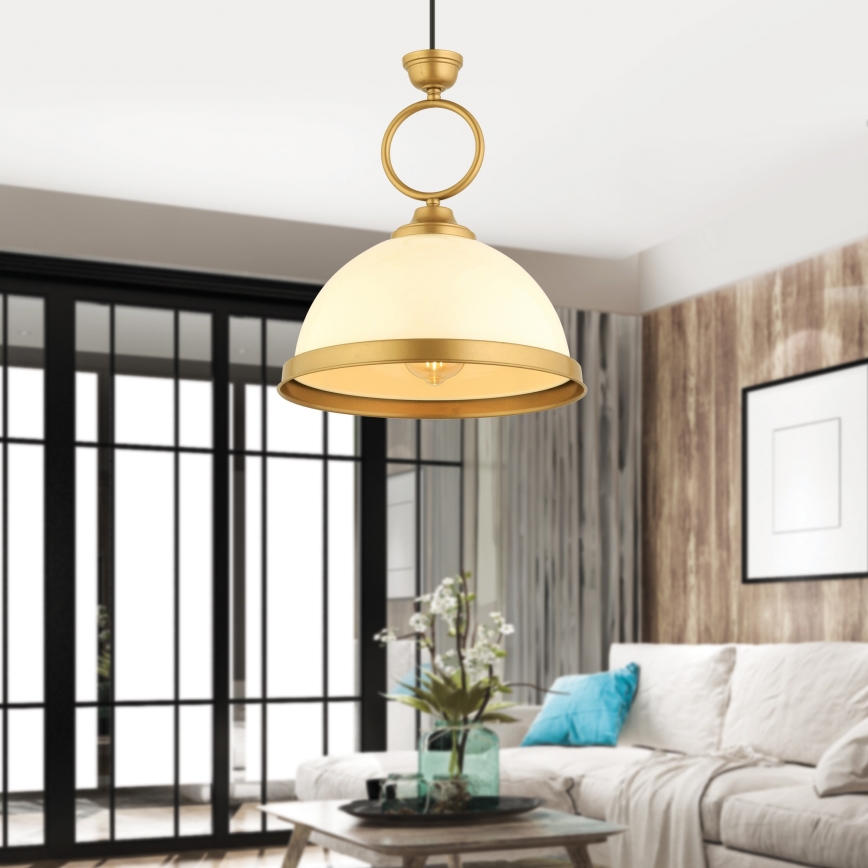 Suspension sur câble MONZA 1xE27/40W/230V Ø 26 cm crème/bronze