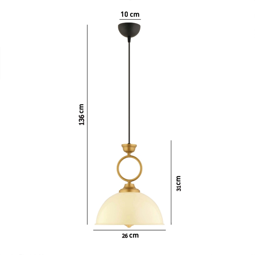 Suspension sur câble MONZA 1xE27/40W/230V Ø 26 cm crème/bronze