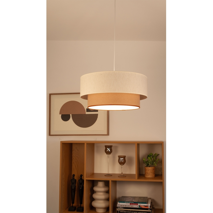 Suspension sur câble NATIA 1xE27/60W/230V Ø 45 cm blanc/marron