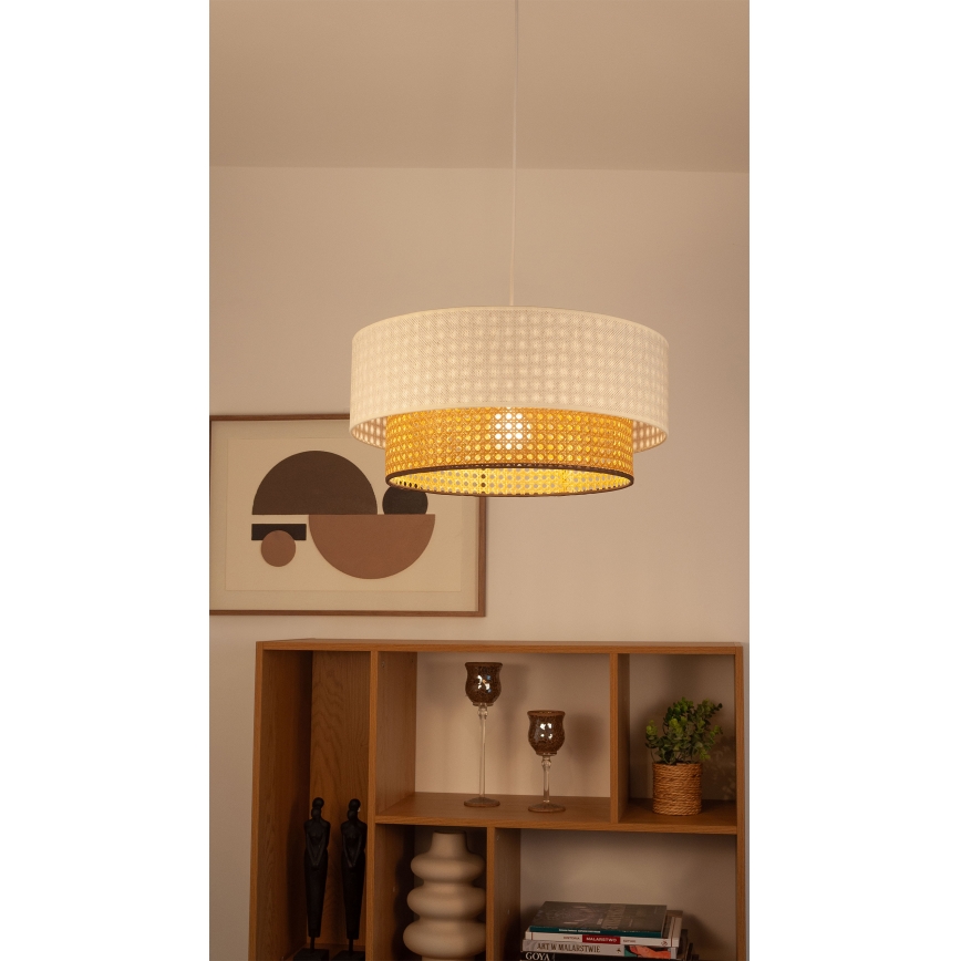 Suspension sur câble NATIA 1xE27/60W/230V Ø 45 cm blanc/marron