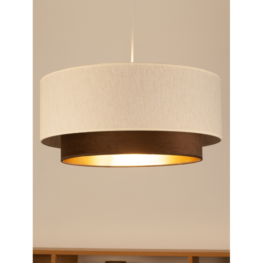 Suspension sur câble NATIA 1xE27/60W/230V Ø 45 cm blanche/marron