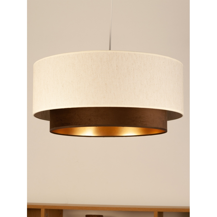 Suspension sur câble NATIA 1xE27/60W/230V Ø 45 cm blanche/marron