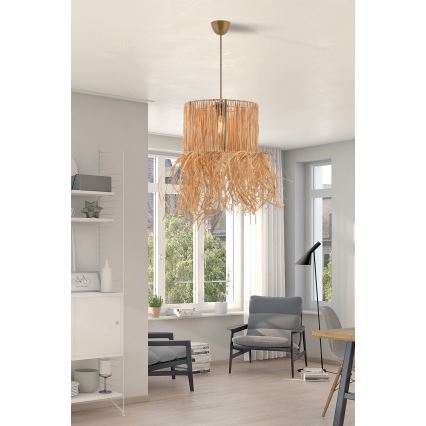 Suspension sur câble NESS 1xE27/40W/230V en raphia