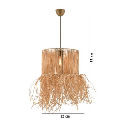 Suspension sur câble NESS 1xE27/40W/230V en raphia