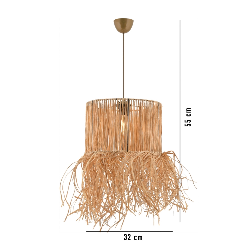 Suspension sur câble NESS 1xE27/40W/230V en raphia