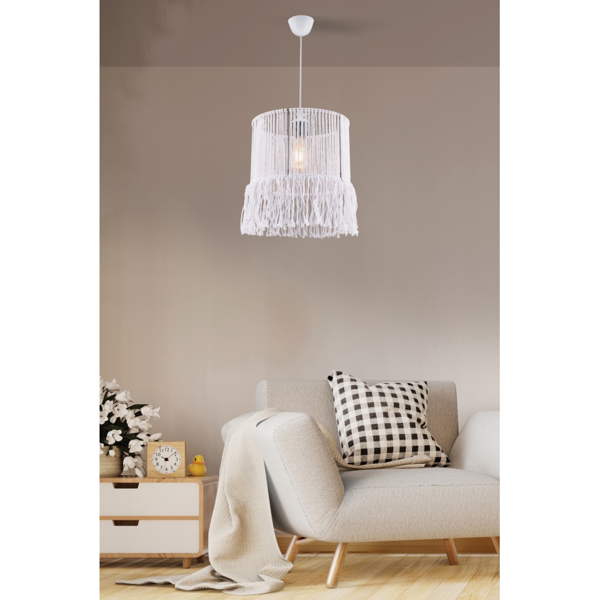 Suspension sur câble NESS MACRAME 1xE27/40W/230V blanche