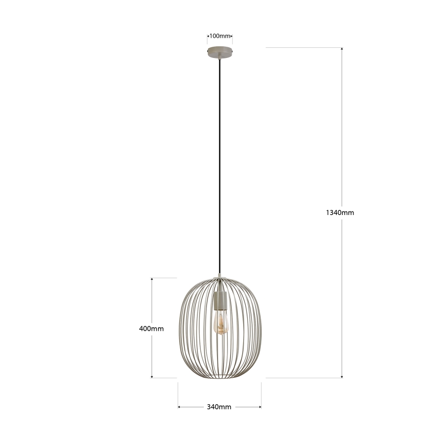Suspension sur câble OVELLA 1xE27/15W/230V Ø 34 cm beige