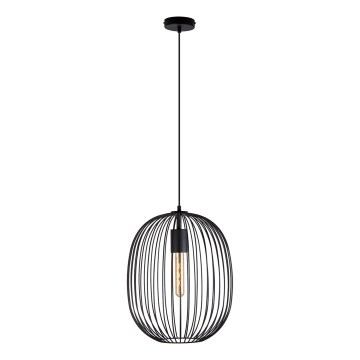 Suspension sur câble OVELLA 1xE27/15W/230V Ø 34 cm noir