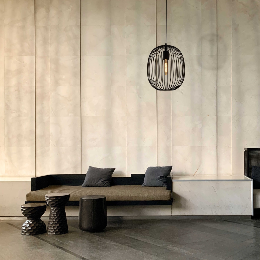 Suspension sur câble OVELLA 1xE27/15W/230V Ø 34 cm noir