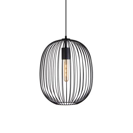 Suspension sur câble OVELLA 1xE27/15W/230V Ø 34 cm noir