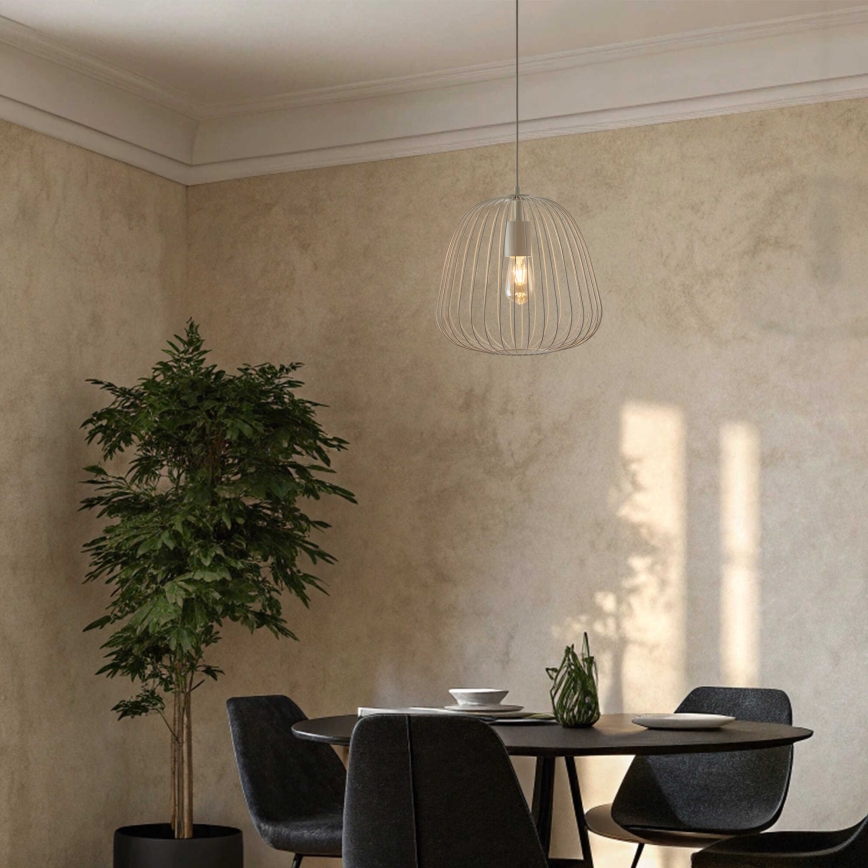 Suspension sur câble OVELLA 1xE27/15W/230V Ø 36 cm crème