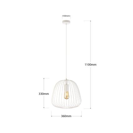 Suspension sur câble OVELLA 1xE27/15W/230V Ø 36 cm crème