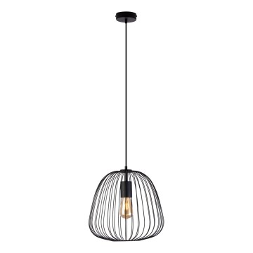 Suspension sur câble OVELLA 1xE27/15W/230V Ø 36 cm noire
