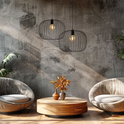 Suspension sur câble OVELLA 1xE27/15W/230V Ø 46 cm noire