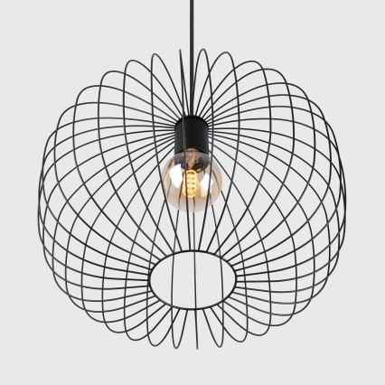 Suspension sur câble OVELLA 1xE27/15W/230V Ø 46 cm noire