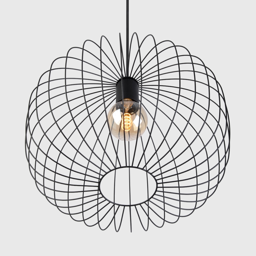 Suspension sur câble OVELLA 1xE27/15W/230V Ø 46 cm noire