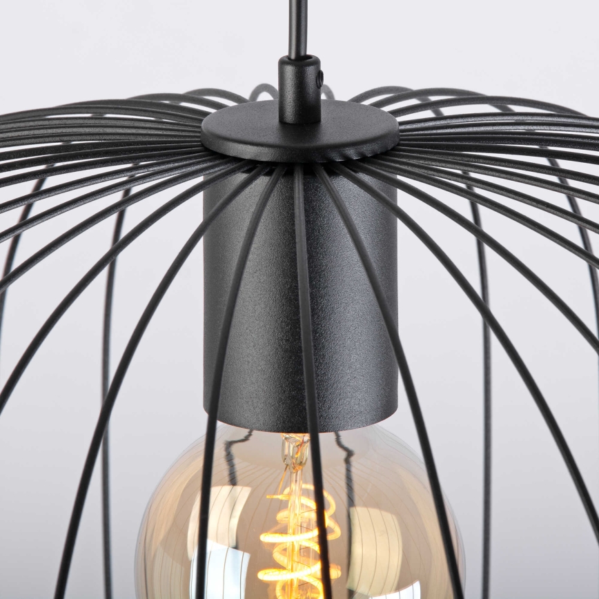 Suspension sur câble OVELLA 1xE27/15W/230V Ø 46 cm noire
