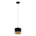 Suspension sur câble PAGLIA 1xE27/15W/230V noir/rotin
