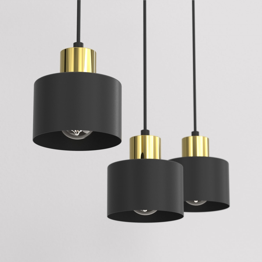 Suspension sur câble PARKLA 3xE27/15W/230V noire