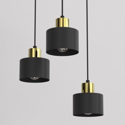 Suspension sur câble PARKLA 3xE27/15W/230V noire