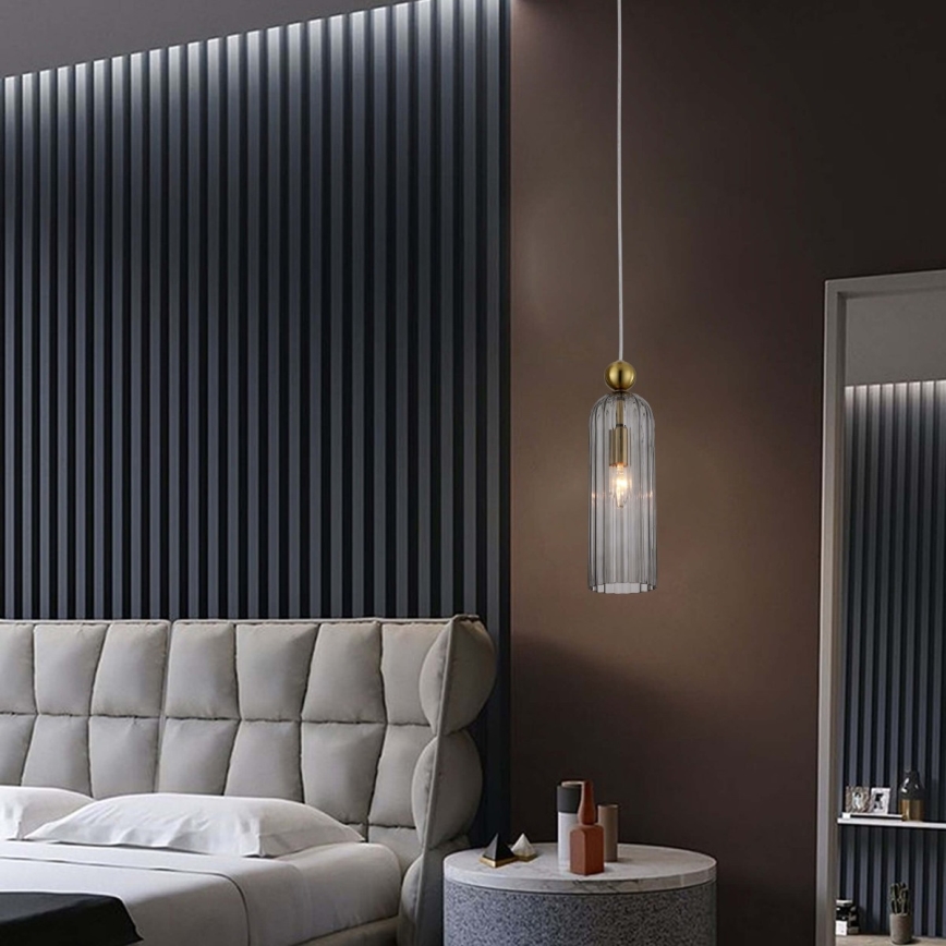 Suspension sur câble PIEGA 1xE14/40W/230V laiton/noir fumé