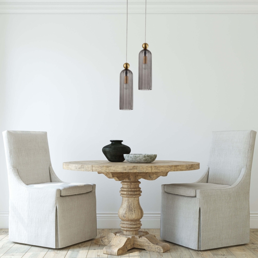 Suspension sur câble PIEGA 1xE14/40W/230V laiton/noir fumé