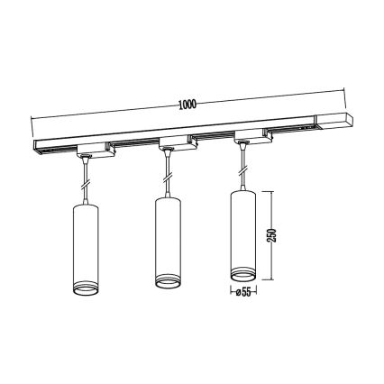Suspension sur câble pour système sur rail PIPE 3xGU10/10W/230V, noir
