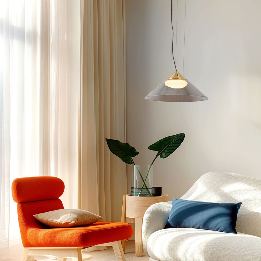 Suspension sur câble PRESTO 1xGX53/10W/230V Ø 34 cm doré/gris fumé