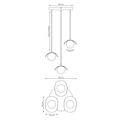 Suspension sur câble RITUAL 3xG9/8W/230V, noir