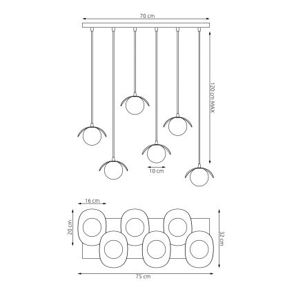 Suspension sur câble RITUAL 6xG9/8W/230V noire