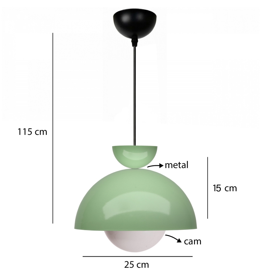 Suspension sur câble SALVA 1xE27/15W/230V verte