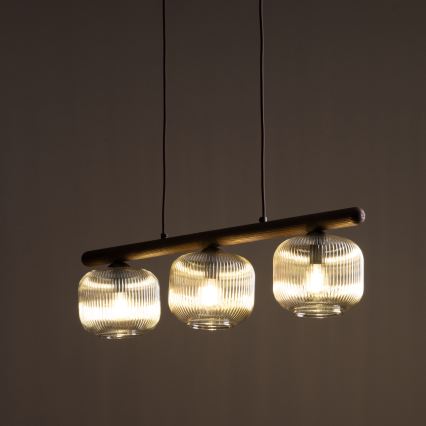 Suspension sur câble SALVIA 3xE14/10W/230V marron/marron fumé