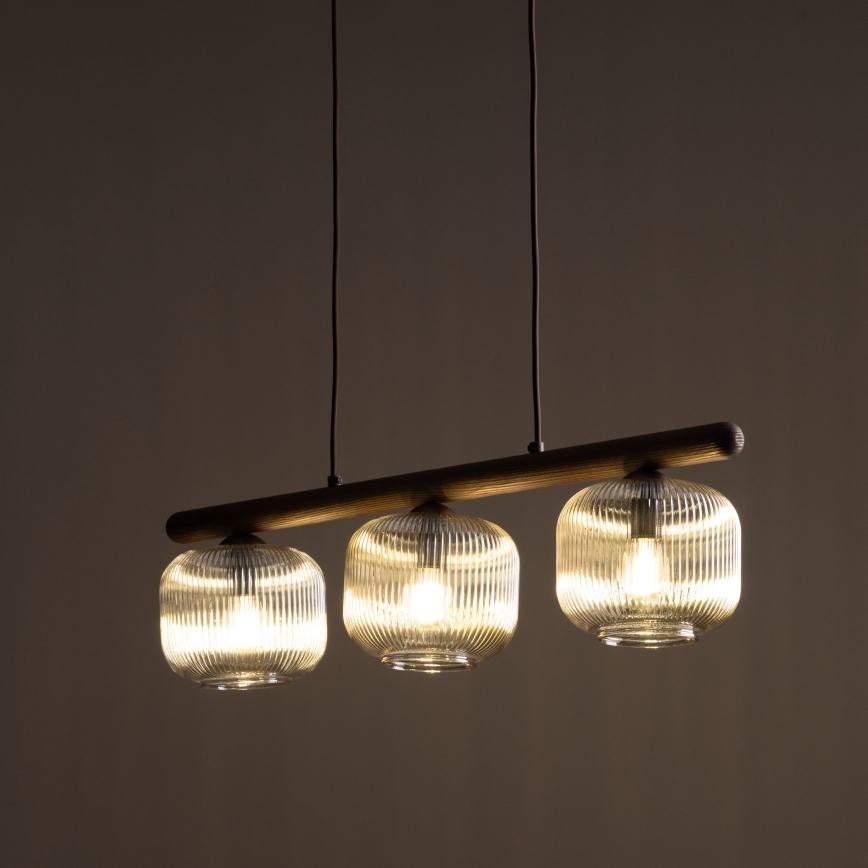 Suspension sur câble SALVIA 3xE14/10W/230V marron/marron fumé
