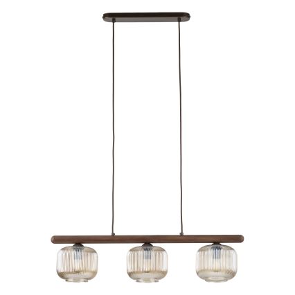 Suspension sur câble SALVIA 3xE14/10W/230V marron/marron fumé