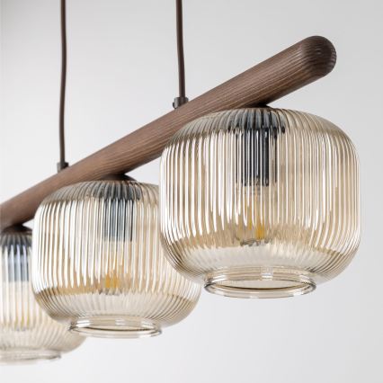 Suspension sur câble SALVIA 3xE14/10W/230V marron/marron fumé