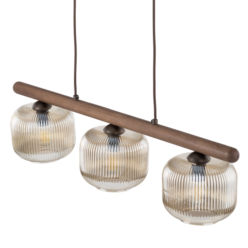 Suspension sur câble SALVIA 3xE14/10W/230V marron/marron fumé