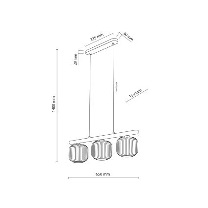 Suspension sur câble SALVIA 3xE14/10W/230V marron/marron fumé