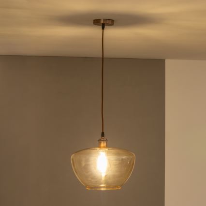 Suspension sur câble SEVENTIES E27/60W/230V fumé/marron