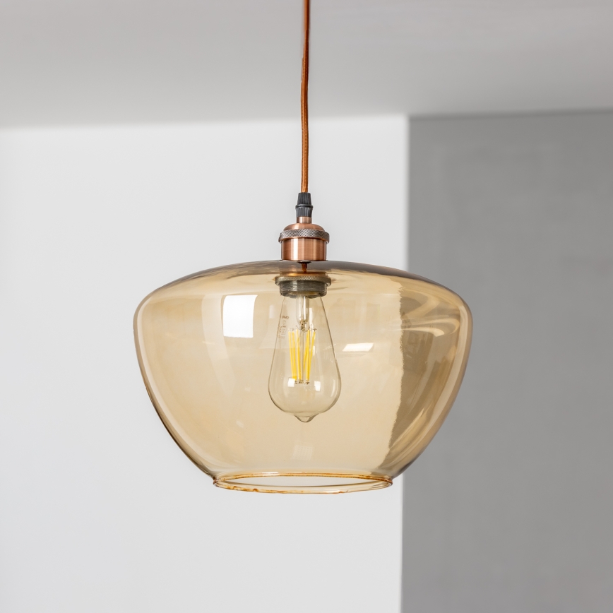 Suspension sur câble SEVENTIES E27/60W/230V fumé/marron